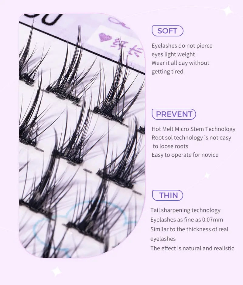 VelvetGlow Manga Cluster Lashes — Anime Wispy Look